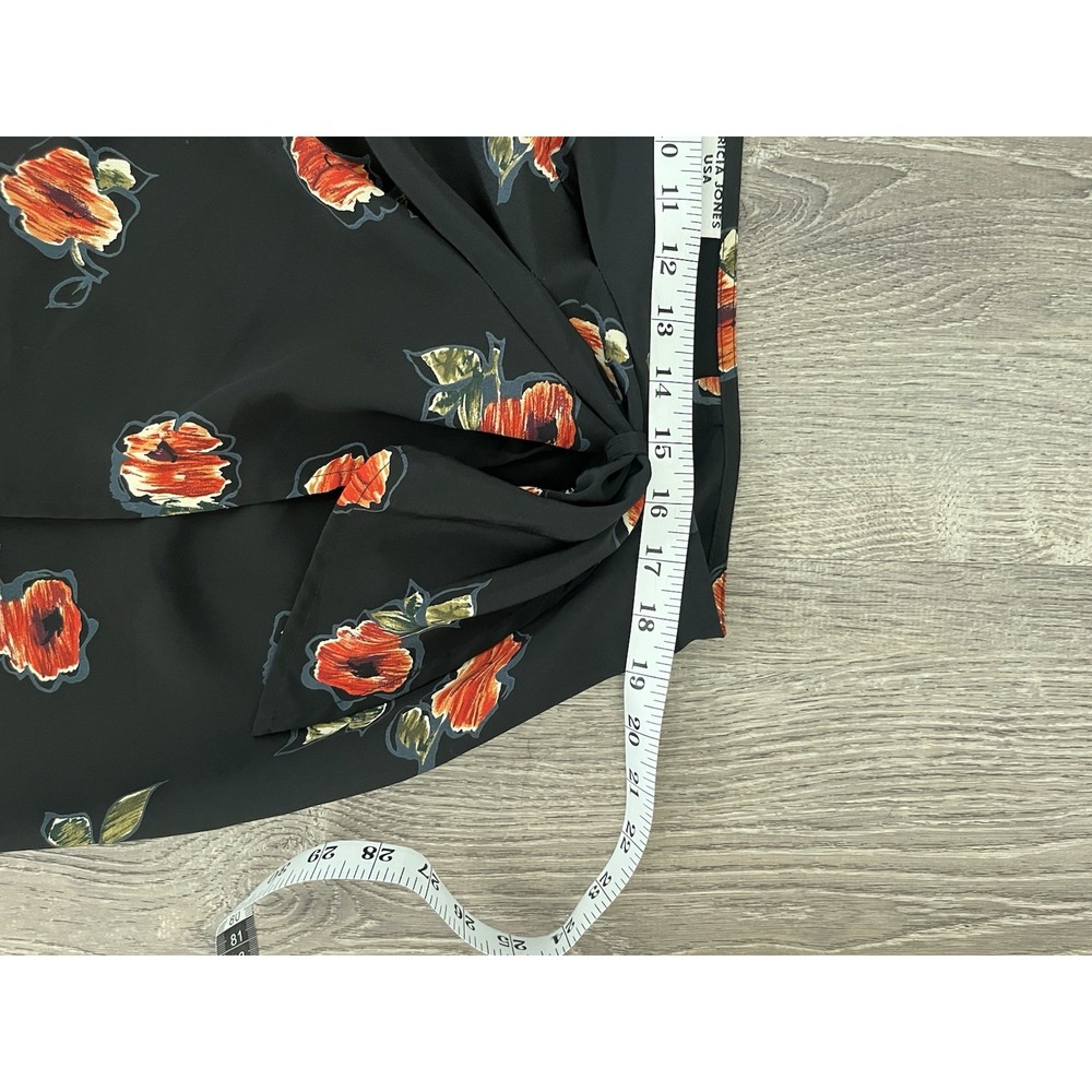Patricia Jones VTG 90s/Y2K BLACK Floral Silky Asymmetrical Wrap Skirt 12 BOHO - Picture 5 of 5